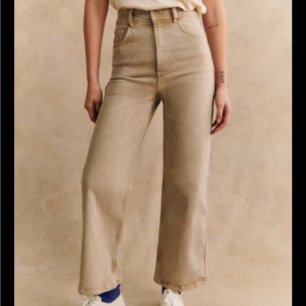 Sezane Le Crop Light Beige - Size 8
